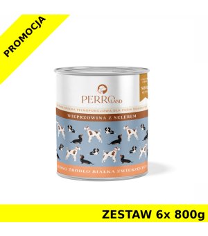 6x 800g - Wieprzowina z selerem - Perro - karma mokra dla psów dorosłych - zestaw - NOWA FORMUŁA I GRAMATURA