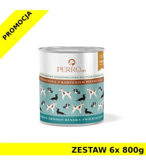 6x 800g - Wołowina z korzeniem pietruszki - Perro - karma mokra dla psów dorosłych - zestaw - NOWA FORMUŁA I NOWA GRAMATURA