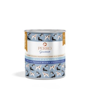 800g - Jeleń z gruszką - szczenięta - Perro Gourmet - karma mokra dla psa - puszka