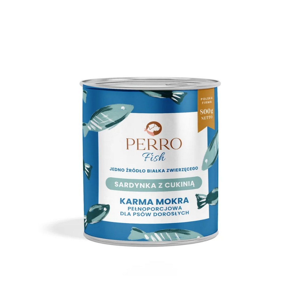 800g - Sardynka z Cukinią - Perro Fish - karma mokra dla psa dorosłego - puszka