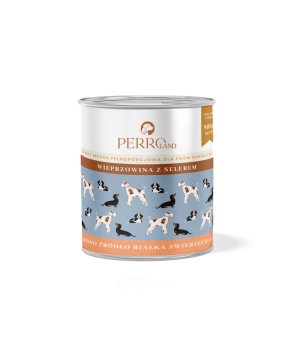 800g - Wieprzowina z selerem - Perro - karma mokra dla psów dorosłych - puszka - NOWA FORMUŁA I GRAMATURA