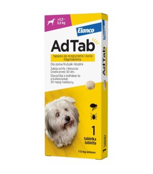 ADTAB DOG tabletka na pchły i kleszcze dla psa 112mg x 1tabl. 2,5-5,5kg 