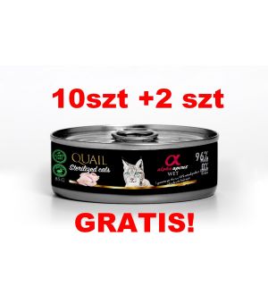 Alpha Spirit - przepiórka koty sterylizowane QUAIL FOR STERILIZED CATS - 85g - 10szt+2szt GRATIS!