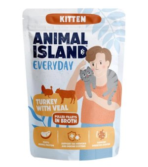 Animal Island Everyday Kitten mokra karma dla kociąt - Indyk z Cielęciną w Rosole 85g