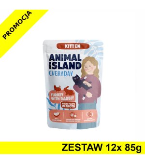 Animal Island Everyday Kitten mokra karma dla kociąt - Indyk z Królikiem w Rosole ZESTAW 12x 85g