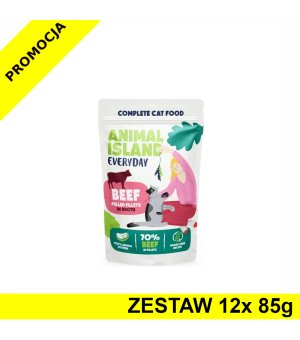Animal Island Everyday mokra karma dla kota - Wołowina w rosole ZESTAW 12x 85g