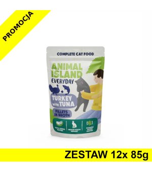 Animal Island Everyday mokra karma dla kota - Indyk z Tuńczykiem w Rosole ZESTAW 12x 85g