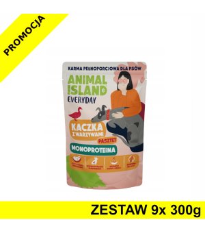 Animal Island Everyday MONO mokra karma dla psa Kaczka z Warzywami pasztet ZESTAW 9x 300g
