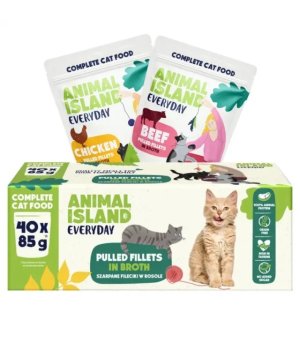 Animal Island Everyday saszetki dla kota mix 2 smaków - wołowina, kurczak 40x 85g