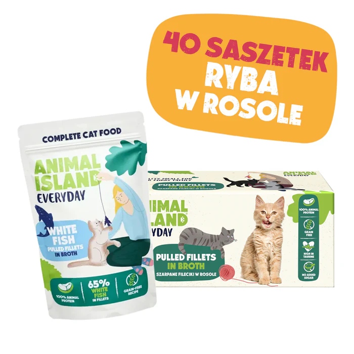 Animal Island Everyday saszetki dla kota Monopak - Biała Ryba 40x 85g