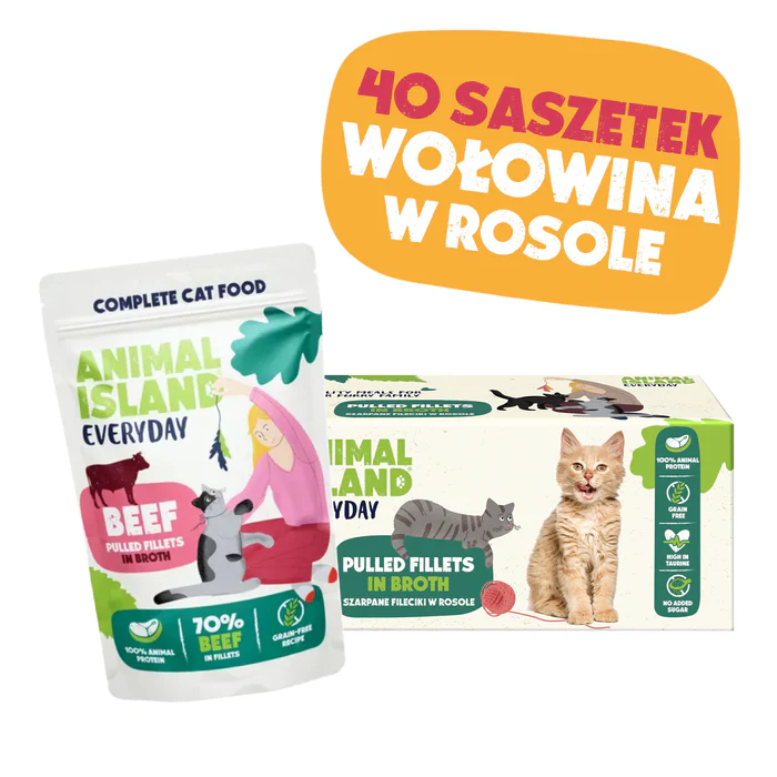 Animal Island Everyday saszetki dla kota Monopak - Wołowina 40x 85g