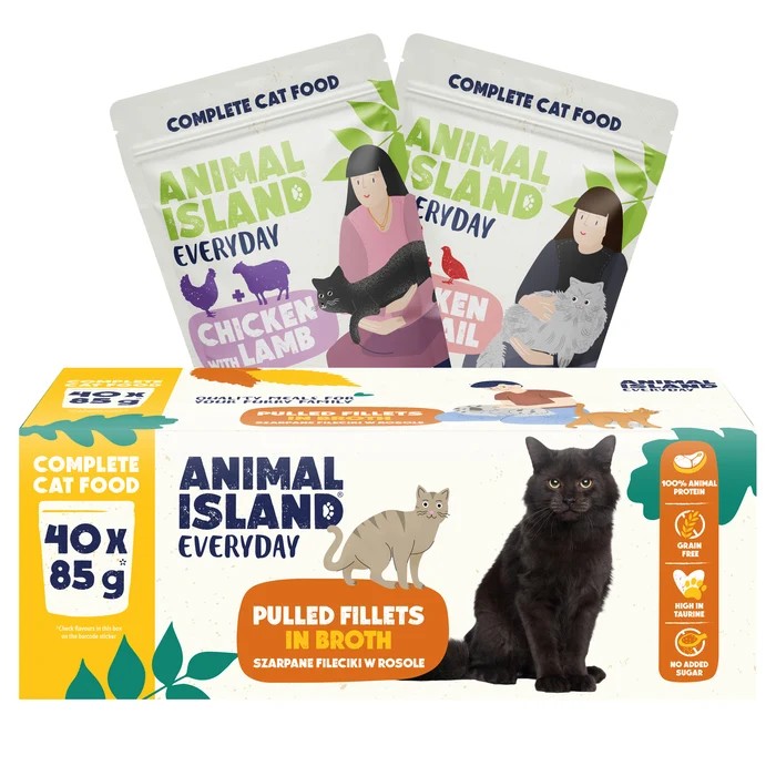 Animal Island Everyday saszetki dla kota mix 2 smaków - Kurczak z Przepiórką, Kurczak z Jagnięciną 40x 85g