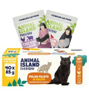 Animal Island Everyday saszetki dla kota mix 2 smaków - Kurczak z Przepiórką, Kurczak z Jagnięciną 40x 85g