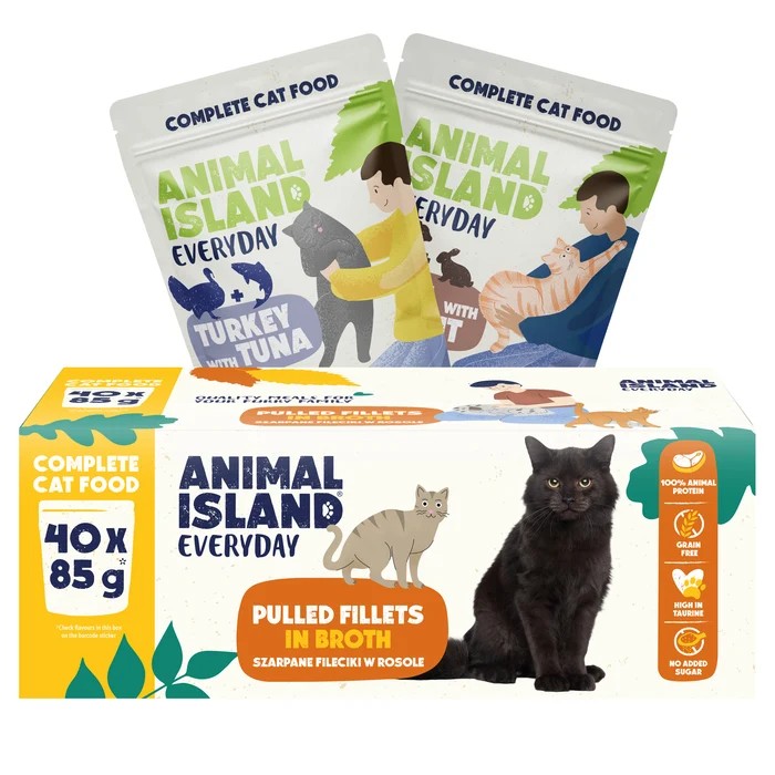 Animal Island Everyday saszetki dla kota mix 2 smaków - Cielęcina z Królikiem, Indyk z Tuńczykiem 40x 85g