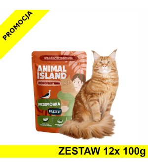 Animal Island Monoproteinowa mokra karma dla kota - Pasztet Przepiórka ZESTAW 12x 100g