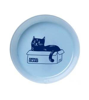 Animal Island Talerzyk dla kota Błękitny z granatowym kotem 18cm