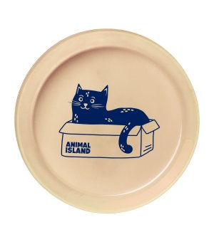 Animal Island Talerzyk dla kota Beżowy z granatowym kotem 18cm