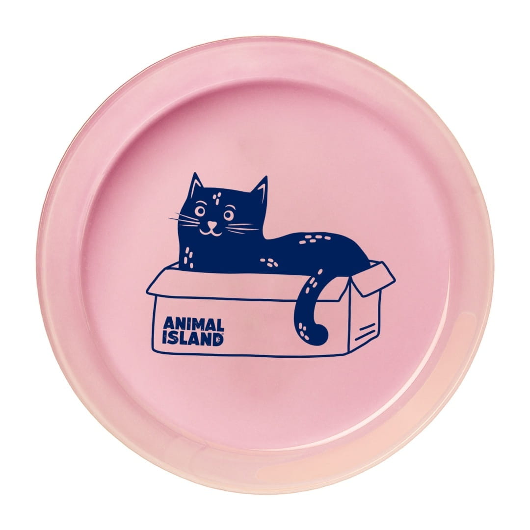 Animal Island Talerzyk dla kota Różowy z granatowym kotem 18cm