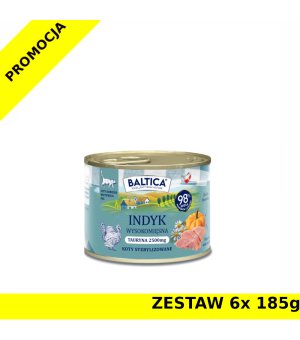 Baltica karma mokra dla kotów dorosłych Mono Indyk ZESTAW 6x 185g