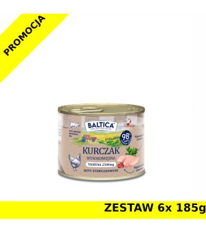 Baltica karma mokra dla kotów dorosłych Mono Kurczak ZESTAW 6x 185g