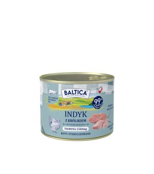 Baltica karma mokra dla kotów dorosłych sterylizowanych Indyk z Królikiem 185g