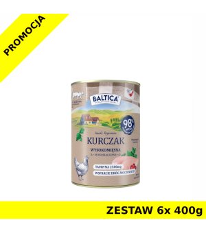 Baltica karma mokra dla kotów dorosłych Mono Kurczak ZESTAW 6x 400g
