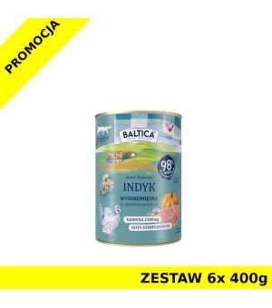 Baltica karma mokra dla kotów dorosłych Mono Indyk ZESTAW 6x 400g