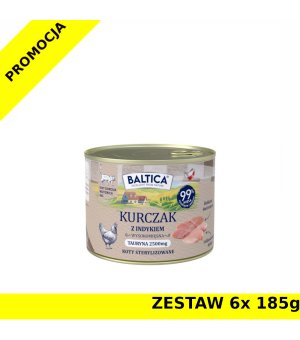 Baltica karma mokra dla kotów dorosłych Kurczak z Indykiem ZESTAW 6x 185g