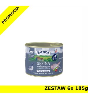 Baltica karma mokra dla kotów dorosłych wsparcie dróg moczowych Mono Gęsina ZESTAW 6x 185g