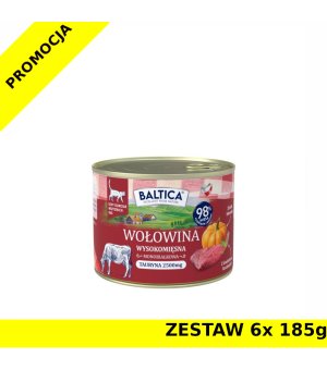 Baltica karma mokra dla kotów dorosłych Mono Wołowina z Wątróbką Wołową ZESTAW 6x 185g