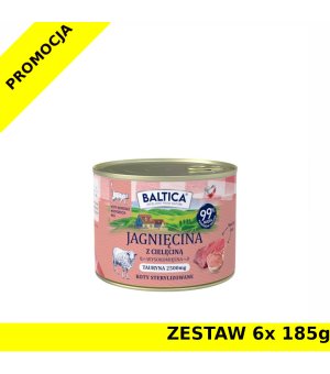 Baltica karma mokra dla kotów dorosłych sterylizowanych Jagnięcina z Cielęciną ZESTAW 6x 185g