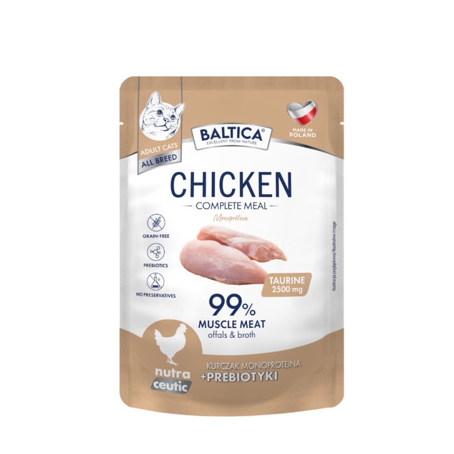 Baltica karma mokra dla kotów dorosłych NU MONO Kurczak 100g saszetka