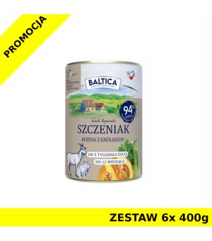 Baltica karma mokra dla szczeniąt Kozina z Królikiem ZESTAW 6x 400g