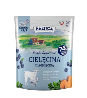 BALTICA karma sucha dla psów dorosłych ras małych Smaki Regionów Jagnięcina z Cielęciną XS/S 1kg (waga)