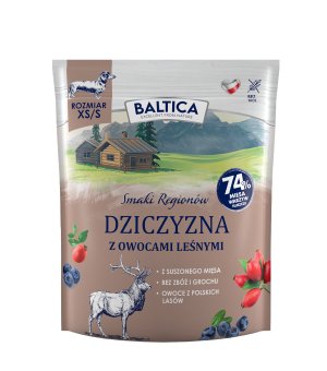 BALTICA karma sucha dla psów dorosłych ras małych Smaki Regionów Dziczyzna z Owocami Leśnymi XS/S 1kg (waga)