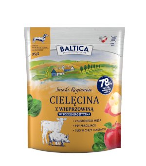 BALTICA karma sucha dla psów dorosłych ras małych wysoko energetyczna Smaki Regionów Cielęcina z Wieprzowiną XS/S 1kg