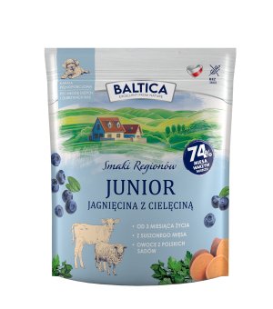 BALTICA karma sucha dla szczeniąt ras dużych Smaki Regionów Junior Jagnięcina z Cielęciną 1kg (waga)