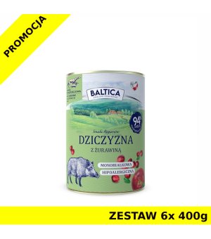 Baltica mokra karma dla psa Dziczyzna z Żurawiną ZESTAW 6x 400g