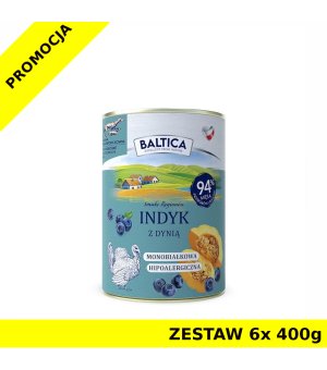 Baltica mokra karma dla psa Indyk z Dynią ZESTAW 6x 400g