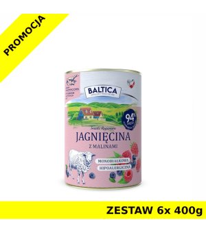Baltica mokra karma dla psa Jagnięcina z Malinami ZESTAW 6x 400g