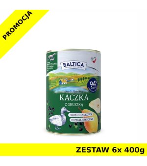 Baltica mokra karma dla psa Kaczka z Gruszką ZESTAW 6x 400g