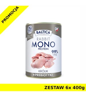 Baltica mokra karma dla psa Monoprotein rabbit - królik z prebiotykami ZESTAW 6x 400g