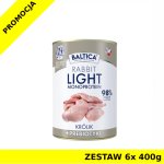 Baltica mokra karma dla psa Monoprotein LIGHT Rabbit - Królik z prebiotykami ZESTAW 6x 400g