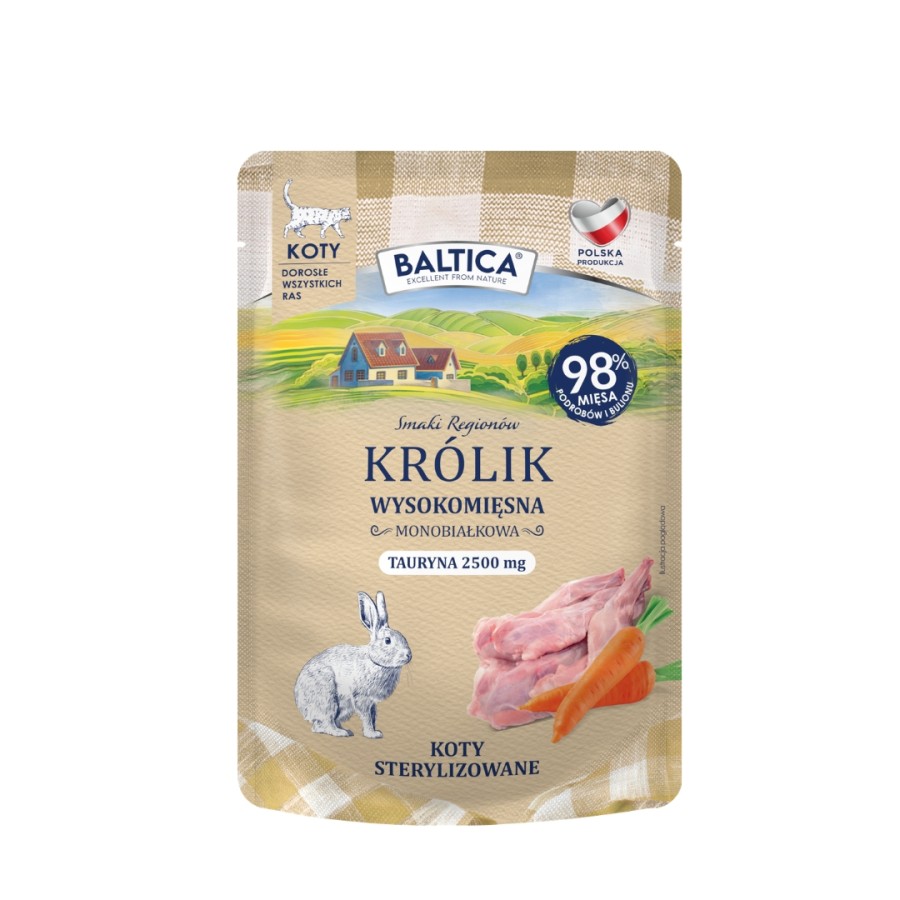 Baltica Smaki Regionów karma mokra dla kotów dorosłych Mono Królik 100g