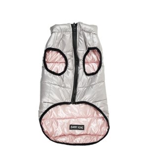 Barry King Kurtka Srebrno Różowa dwustronna L 45cm