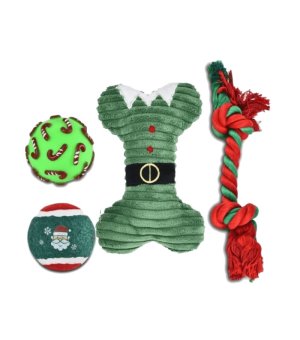 🎄🎁 Świąteczny zestaw zabawek dla psa - 4 szt. - zielony - Barry King