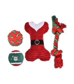 🎄🎁 Świąteczny zestaw zabawek dla psa - 4 szt. - czerwony - Barry King