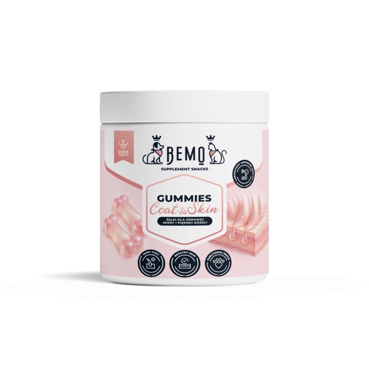 BEMO Gummies Skin & Coat - Żelki dla zdrowej skóry i sierści psów i kotów 40szt.