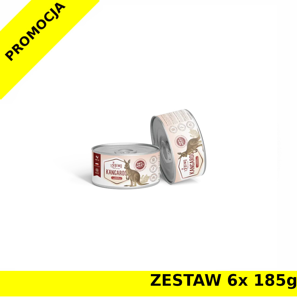 BEMO Karma mokra dla kotów dorosłych Monoproteinowa Kangur ZESTAW 6x 185g
