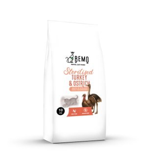 BEMO Karma sucha dla kotów sterylizowanych Indyk i Struś 10kg